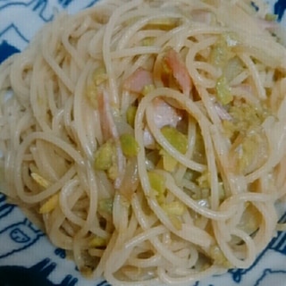 そら豆ソースとベーコンのパスタ